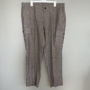 Tasso Elba Men’s 100% Linen Chino Pants 38W x 3L Brien Cargo Style Pockets
